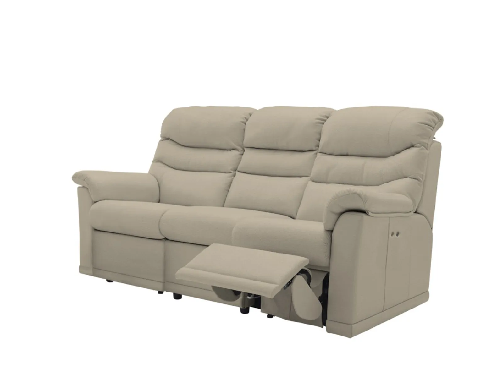 3 Seater Power Right Recliner Sofa - 3 Cushions