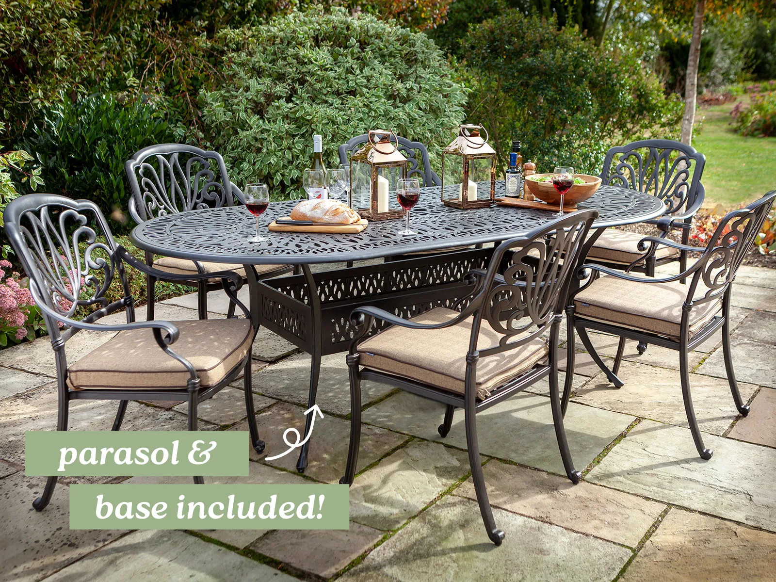 6 Seat Oval Table and Chairs Set